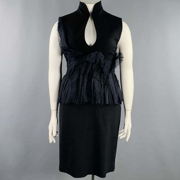 BRIONI Dresses & Skirts - BRIONI Black Mercerized Cotton Ruffled Open Back Cocktail Dress
